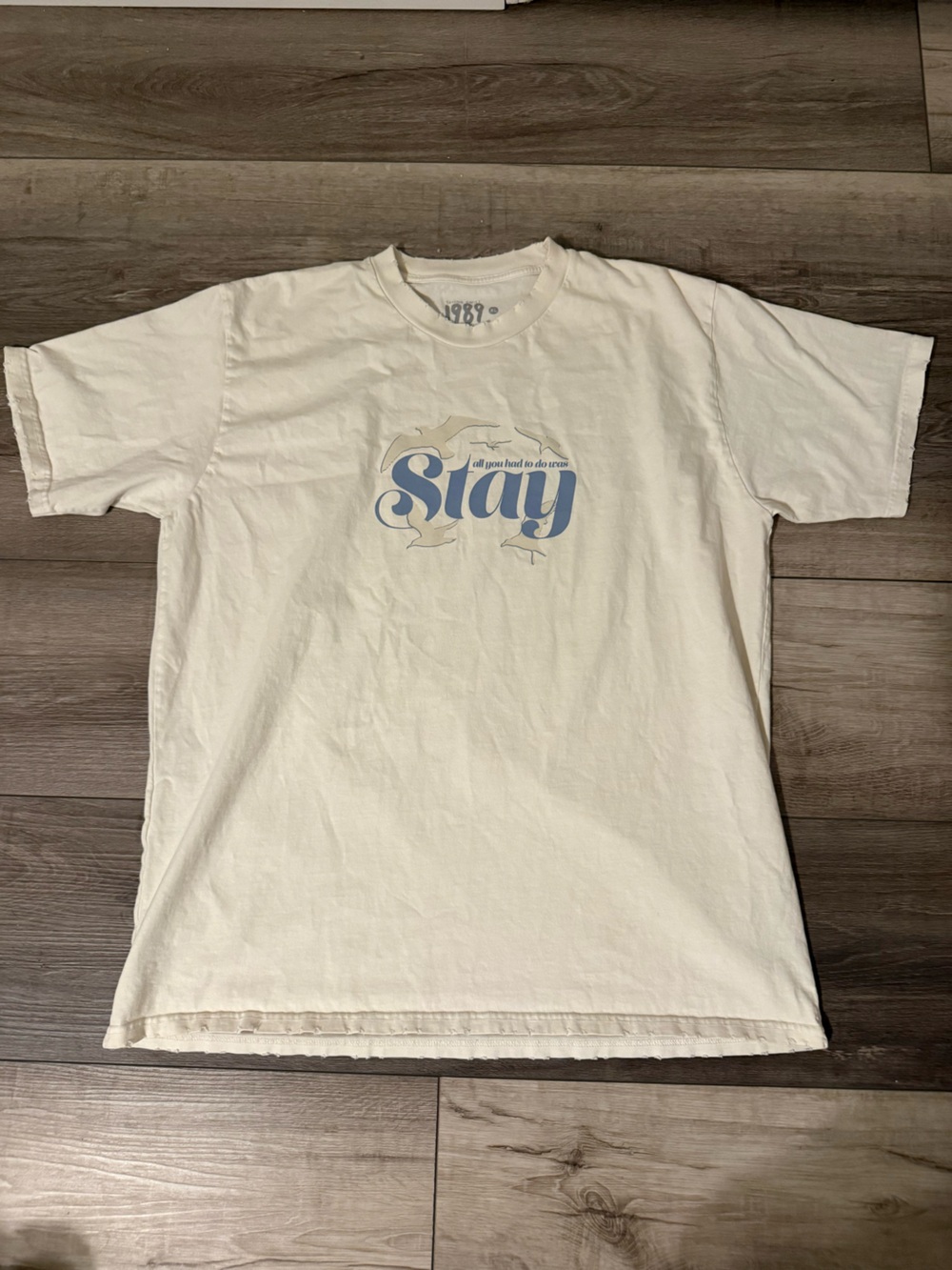 Taylor Swift Cream Short-Sleeve 'Stay' Graphic Tee